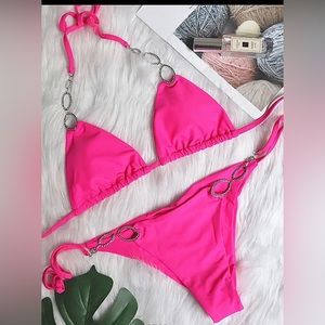 Crystal Bikini Set Hot Pink